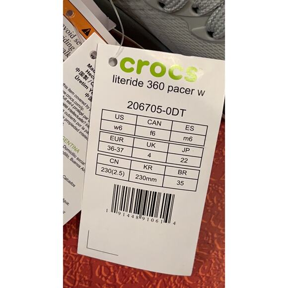 Crocs LiteRide 360 Pacer 206705 Running/ Casual Shoes Women's Size 6 - Gray - Picture 10 of 11